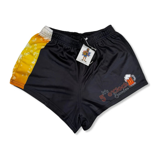 Unisex Aussie Footy Shorts 5 O'Clock Somewhere with Pockets