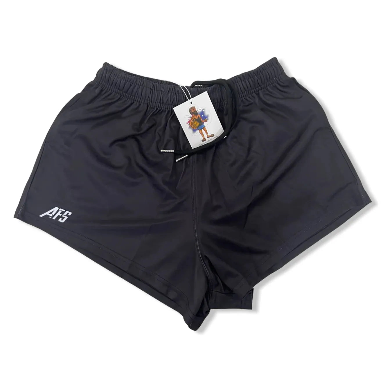 Unisex Aussie Footy Shorts Plain Black with Pockets