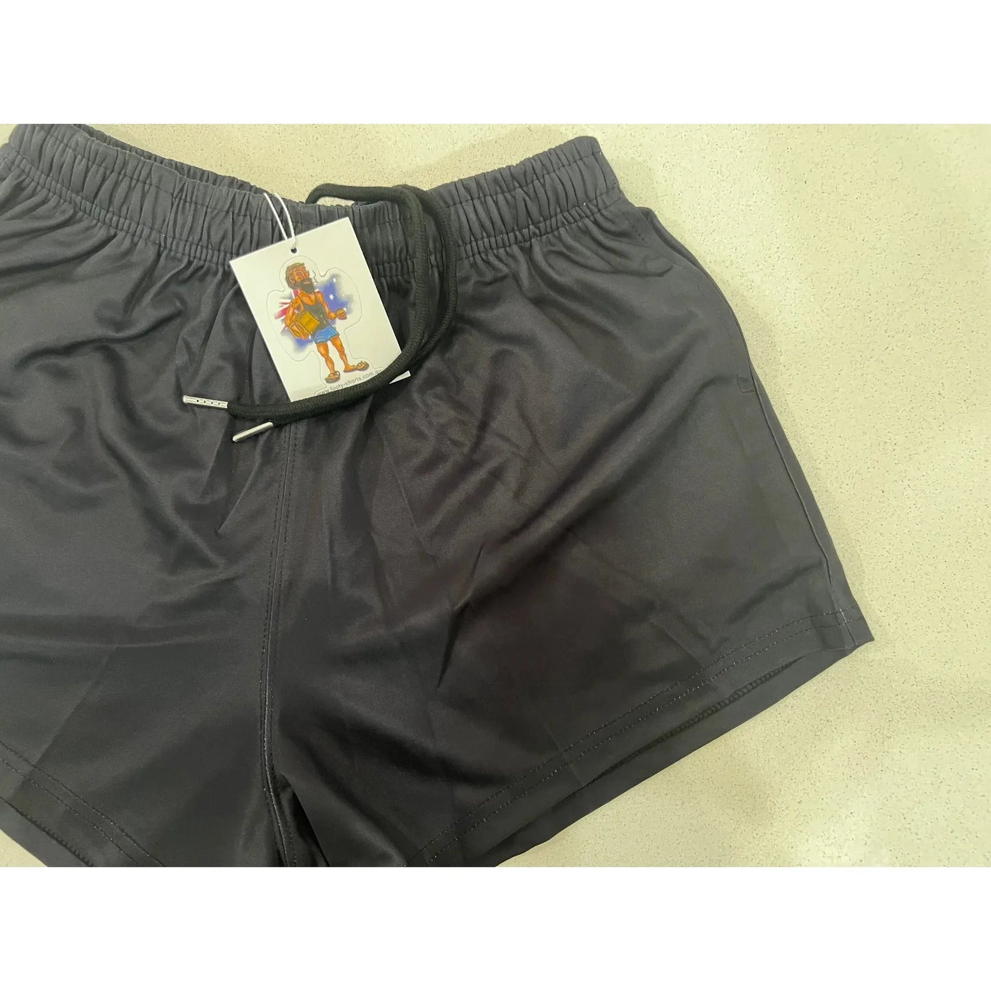 Unisex Aussie Footy Shorts Plain Black with Pockets