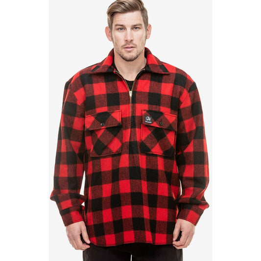 Swanndri Men's Ranger Wool Zip Front Bushshirt Red Black/Check