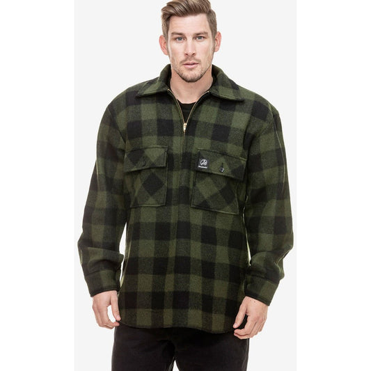 Swanndri Men's Ranger Wool Zip Front Bushshirt Olive/Black Check