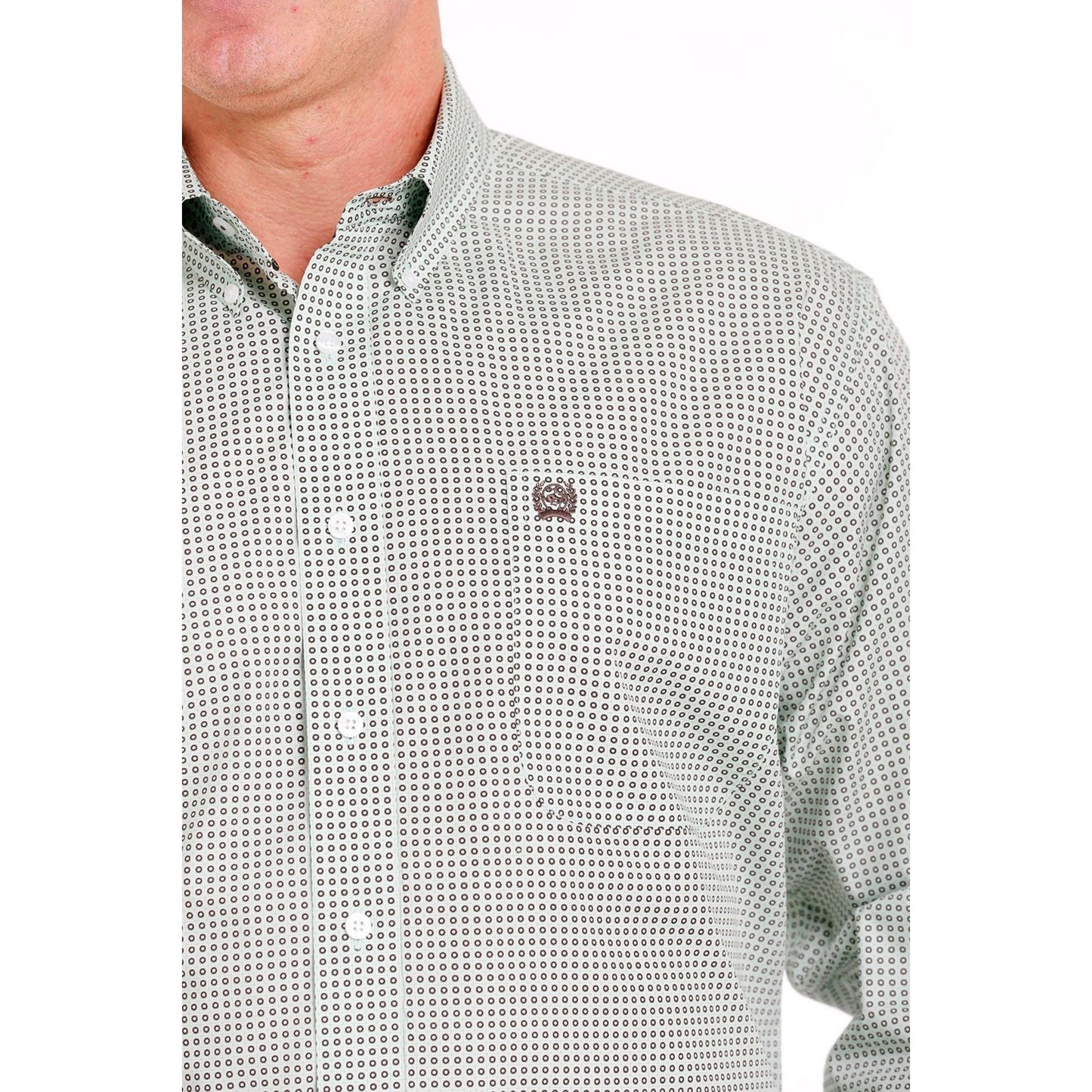Cinch Men's Geometric Print Button Down Western Shirt Green/Gray
