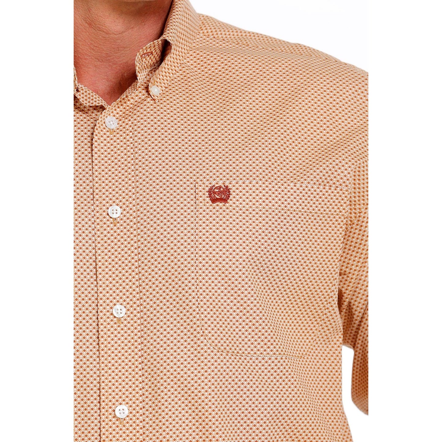 Cinch Men's Geometric Print Button Down Western Shirt Khaki/White
