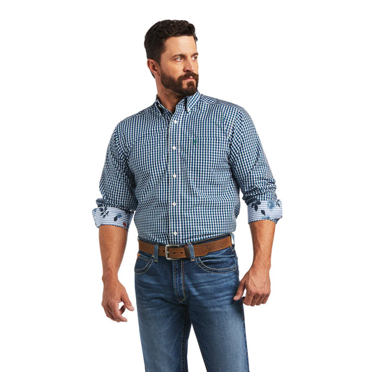 Ariat Men's Wrinkle Free Seamus Fitted Shirt Blue