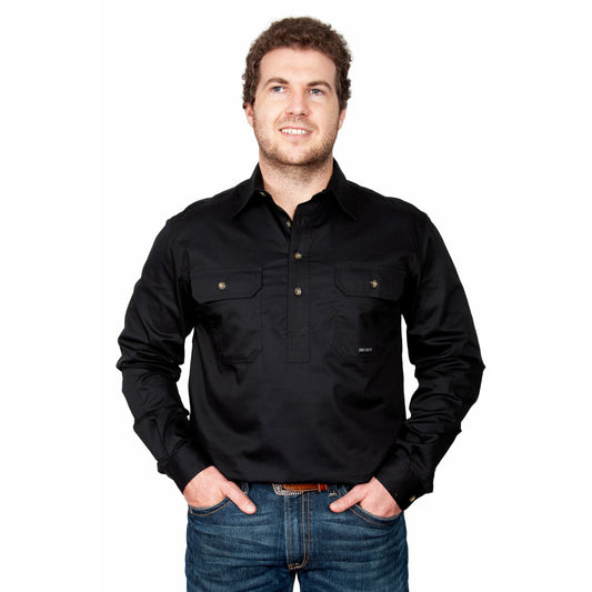 Just Country Men's Cameron 1/2 Button Black