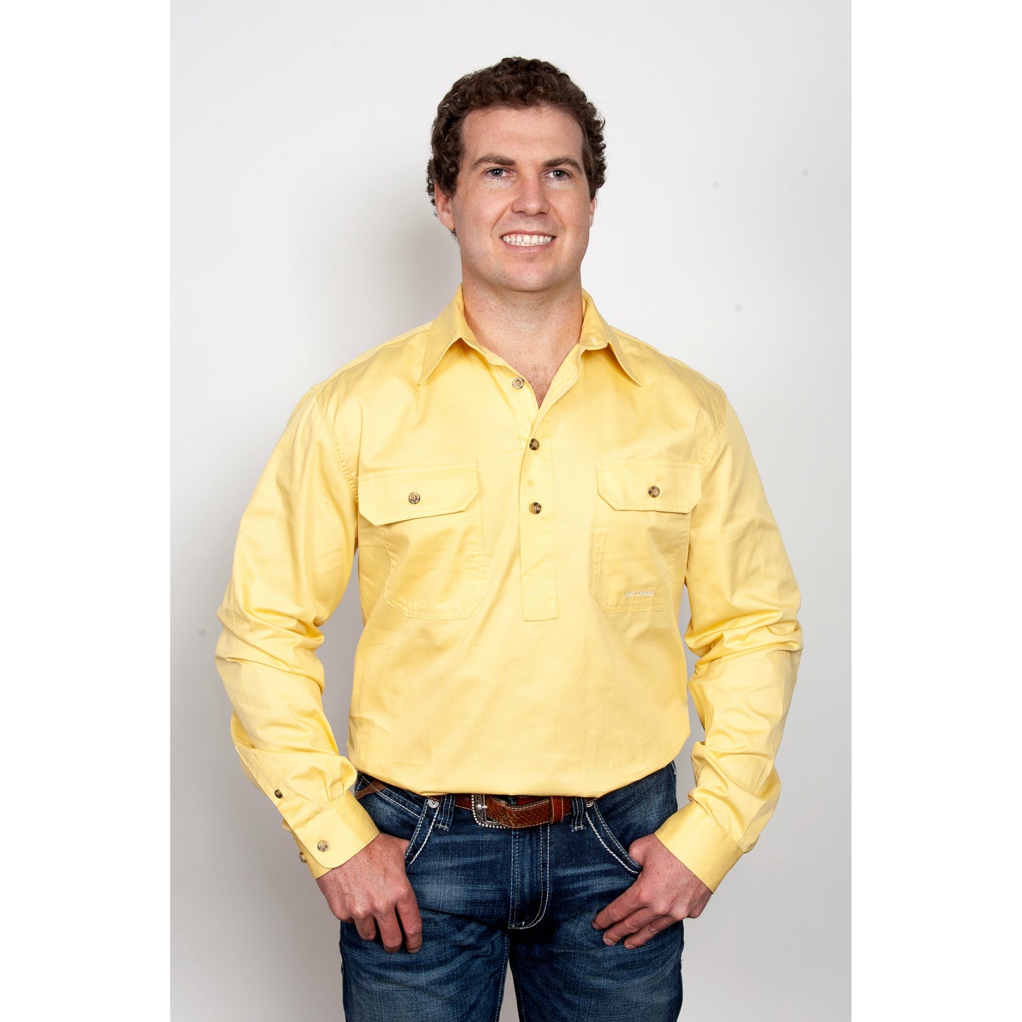 Just Country Men's Cameron 1/2 Button Butter