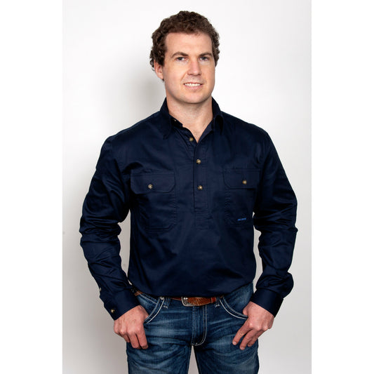Just Country Men's Cameron 1/2 Button Navy