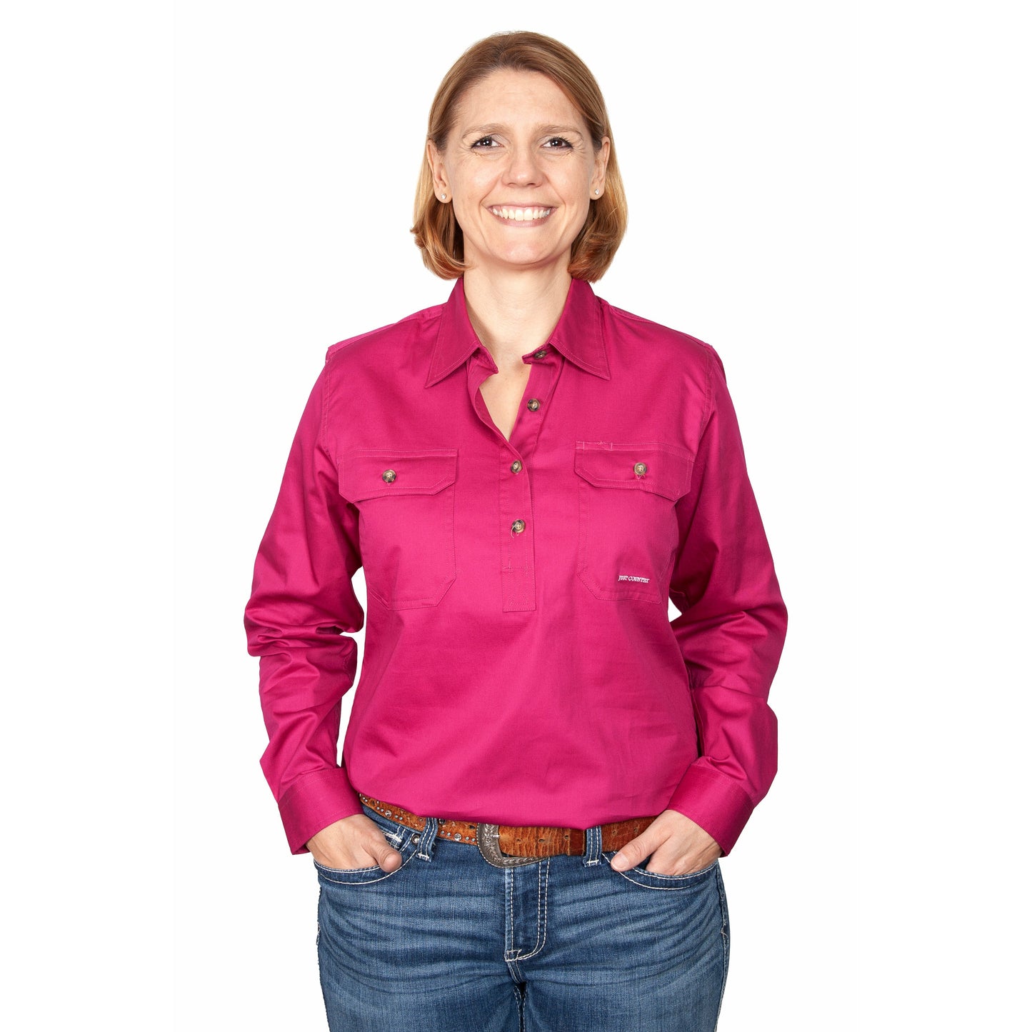 Just Country Women's Jahna 1/2 Button Magenta