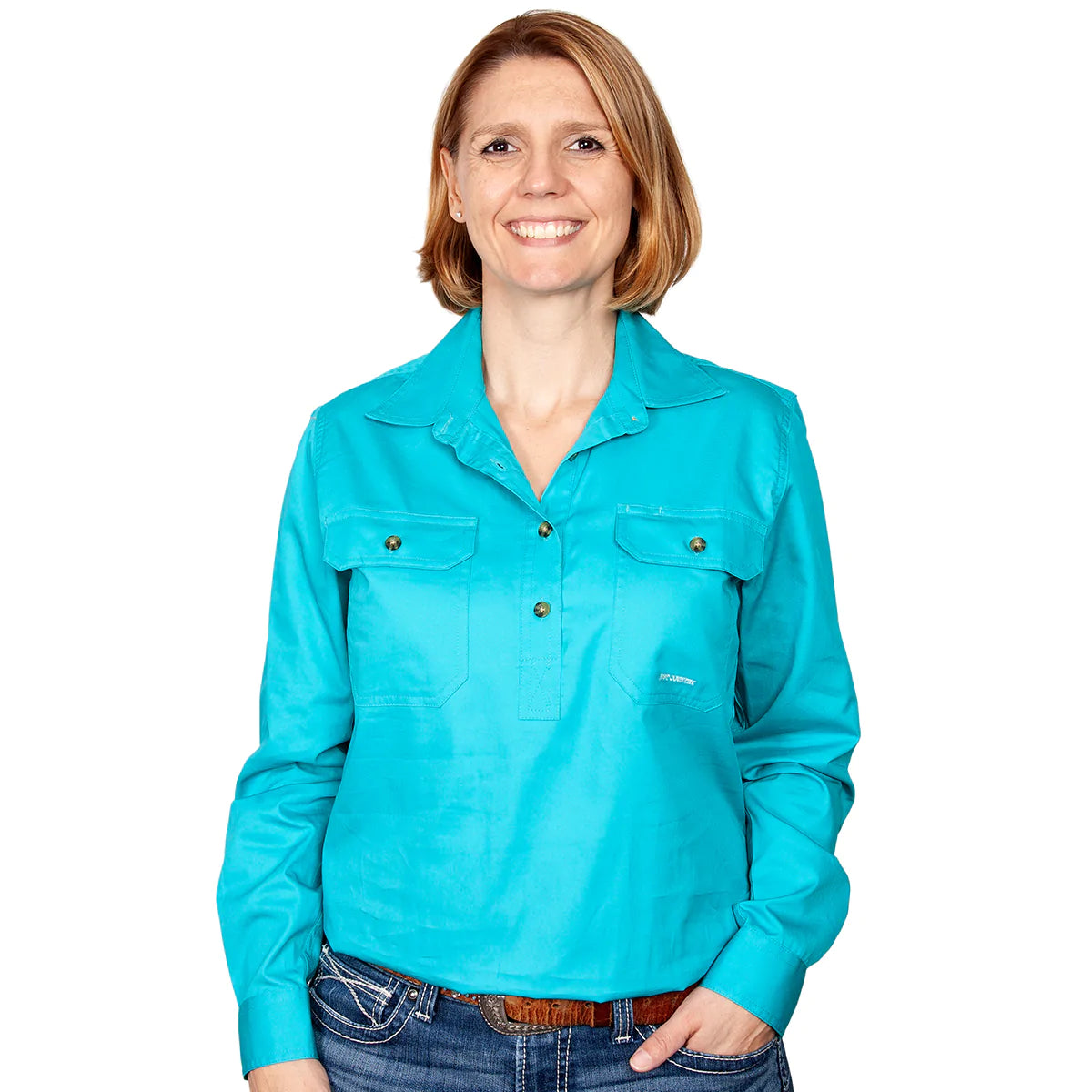 Just Country Women's Jahna 1/2 Button Turquoise