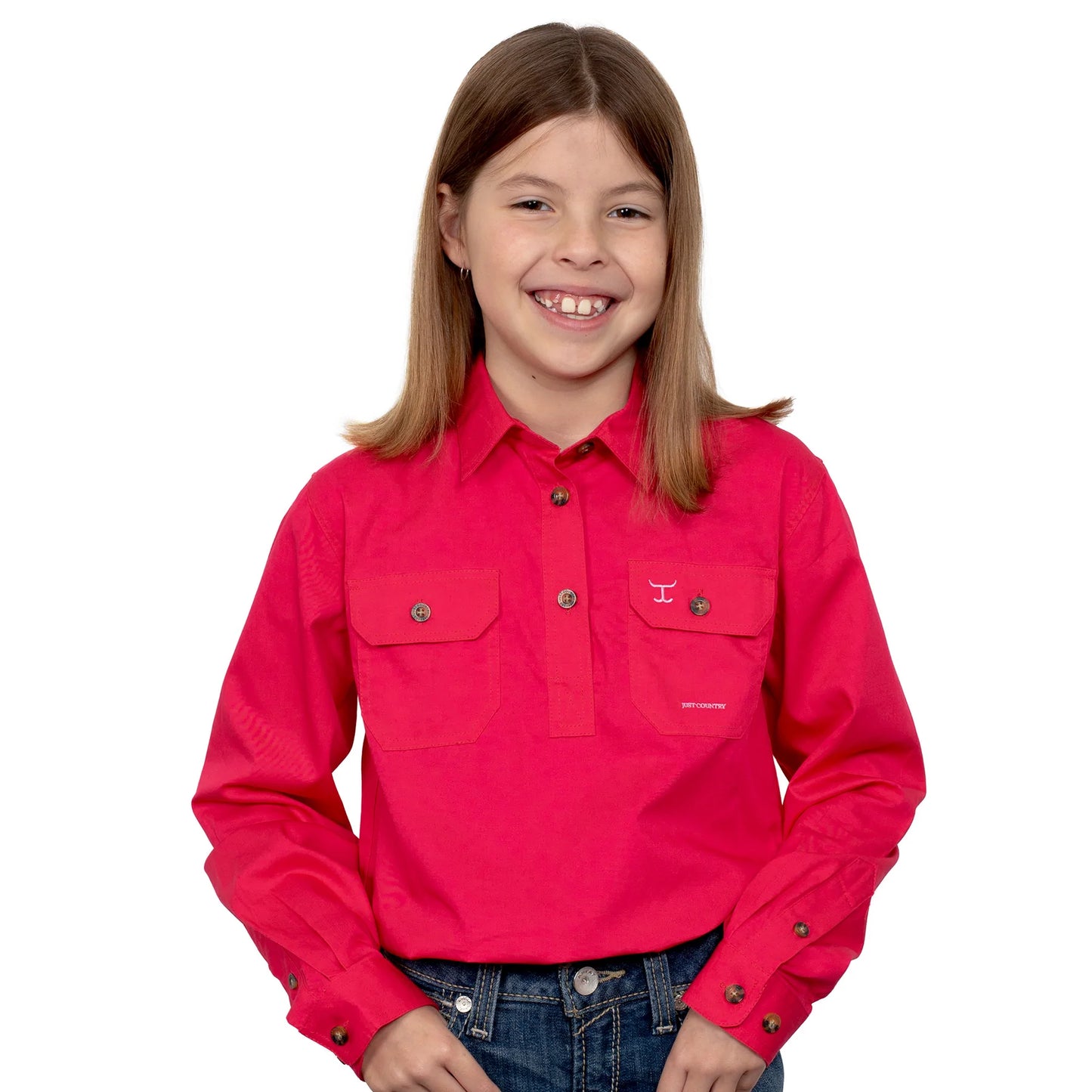 Just Country Girls Kenzie 1/2 Button Raspberry