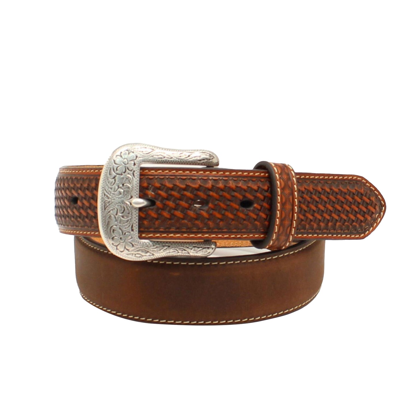 Ariat Mens Distressed Leather Belt 1-1/2" Medium Brown