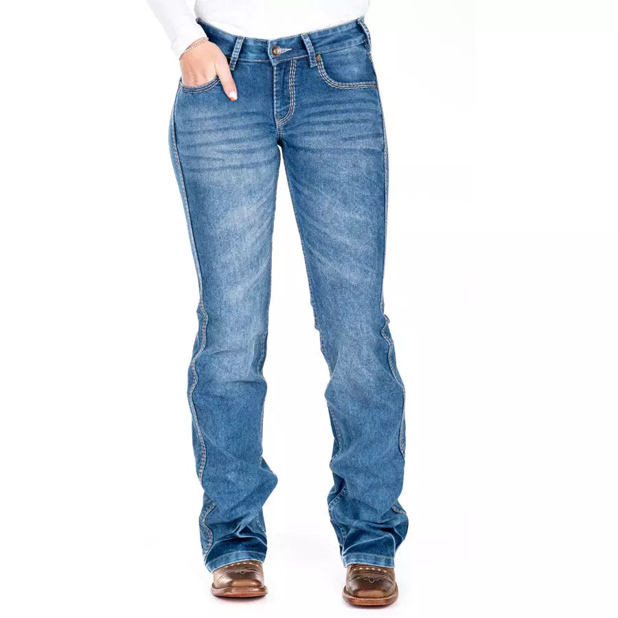 Hitchley & Harrow Dalton Mid Rise Grey Stitch Jeans