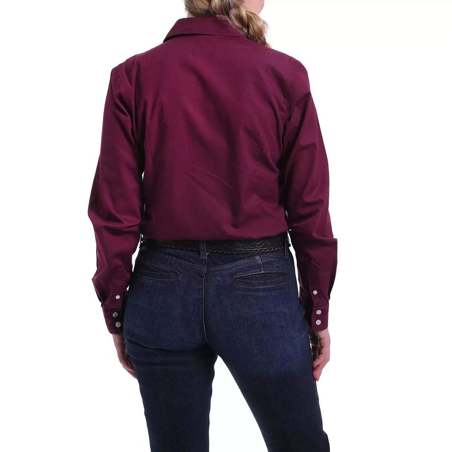 Cinch Women's Solid Burgundy Button-Up Western Shirt