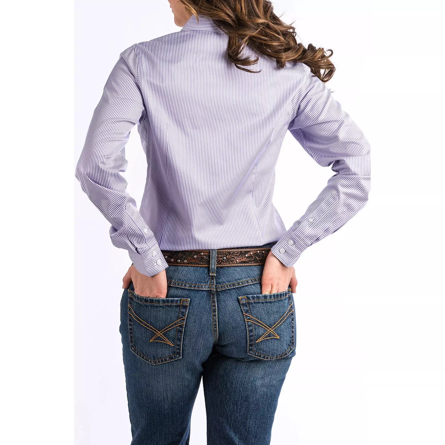 Cinch Women's Tencel Purple Micro Stripe Button-Up Shirt