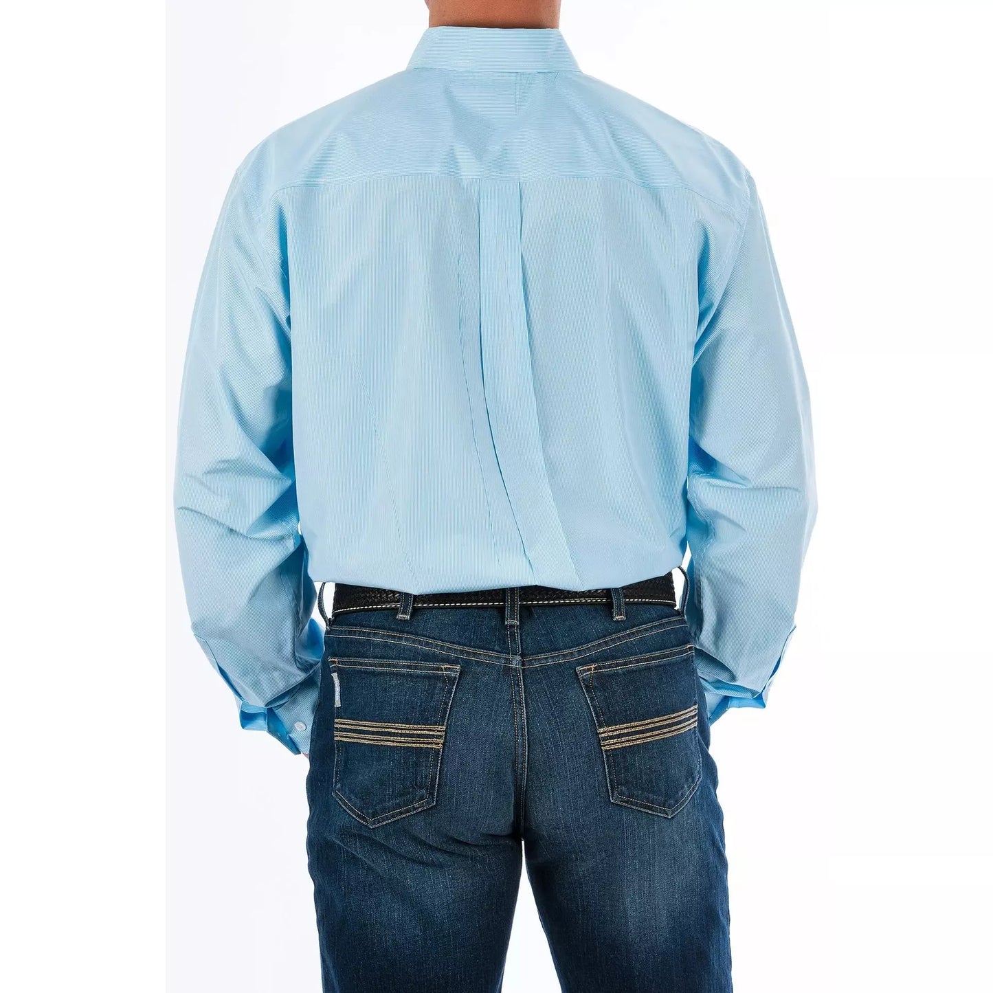 Cinch Men's Tencel Light Blue Micro Stripe Button-Down Western Shirt